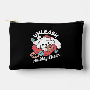 Christmas Dog in Santa Hat – Holiday Cheer for Pet Accessory Pouch
