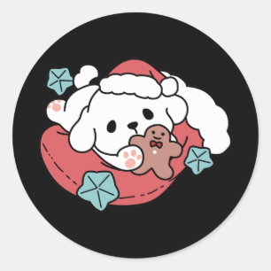 Christmas Dog in Santa Hat – Holiday Cheer for Pet Classic Round Sticker