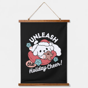 Christmas Dog in Santa Hat – Holiday Cheer for Pet Hanging Tapestry