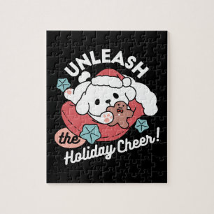 Christmas Dog in Santa Hat – Holiday Cheer for Pet Jigsaw Puzzle