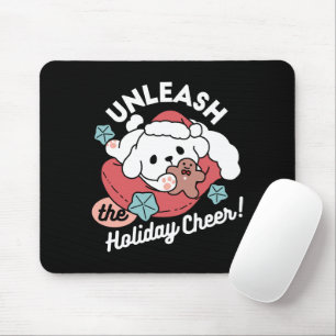 Christmas Dog in Santa Hat – Holiday Cheer for Pet Mouse Pad