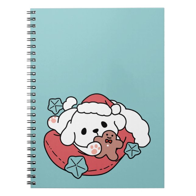 Christmas Dog in Santa Hat – Holiday Cheer for Pet Notebook (Front)
