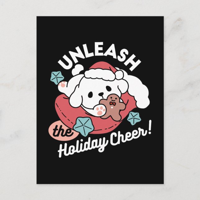 Christmas Dog in Santa Hat – Holiday Cheer for Pet Postcard (Front)