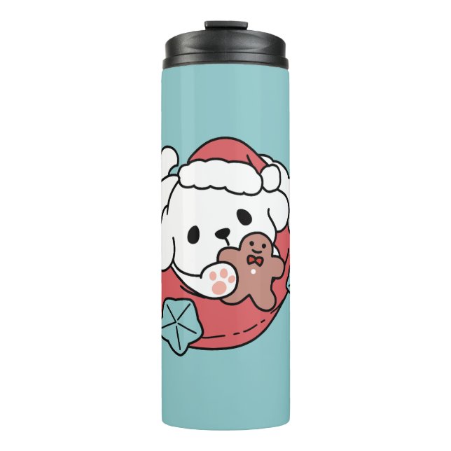 Christmas Dog in Santa Hat – Holiday Cheer for Pet Thermal Tumbler (Front)
