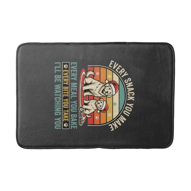 Christmas Dog Lovers Snack Watching Bath Mat (Front)