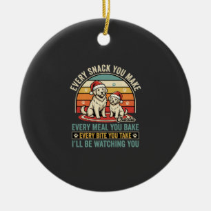 Christmas Dog Lovers Snack Watching Ceramic Tree Decoration