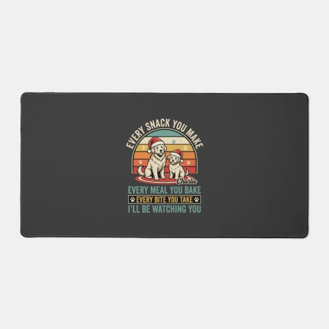 Christmas Dog Lovers Snack Watching Desk Mat (Front)