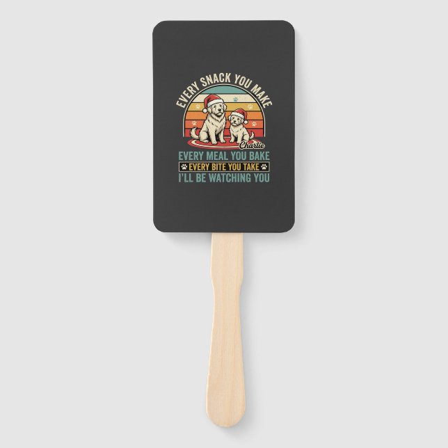 Christmas Dog Lovers Snack Watching Hand Fan (Front)