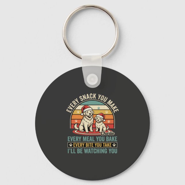 Christmas Dog Lovers Snack Watching Key Ring (Front)