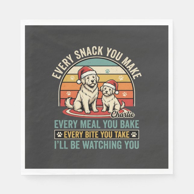 Christmas Dog Lovers Snack Watching Napkin (Front)