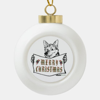 Christmas Dog: Merry Christmas! Ceramic Ball Christmas Ornament