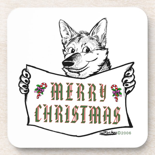 Christmas Dog:  Merry Christmas! Coaster (Front)