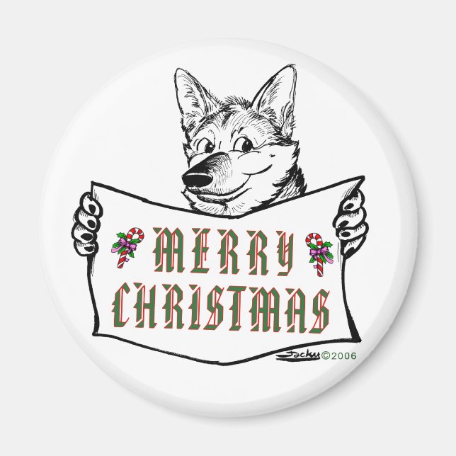 Christmas Dog:  Merry Christmas! Magnet (Front)