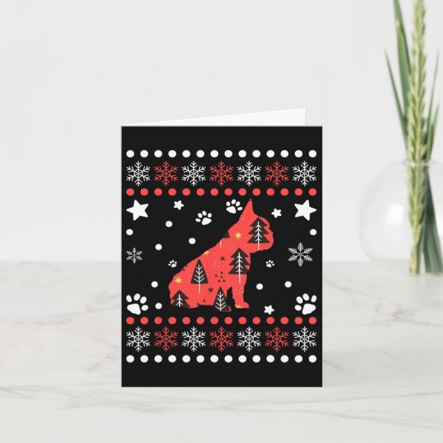 Christmas Dog Pattern French Bulldog Owner 1  Card (Front)