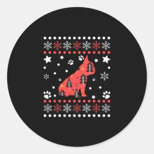 Christmas Dog Pattern French Bulldog Owner 1 Classic Round Sticker