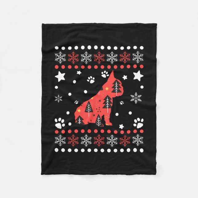 Christmas Dog Pattern French Bulldog Owner 1  Fleece Blanket (Front)