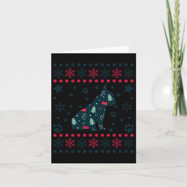 Christmas Dog Pattern French Bulldog Owner  Card (Front)