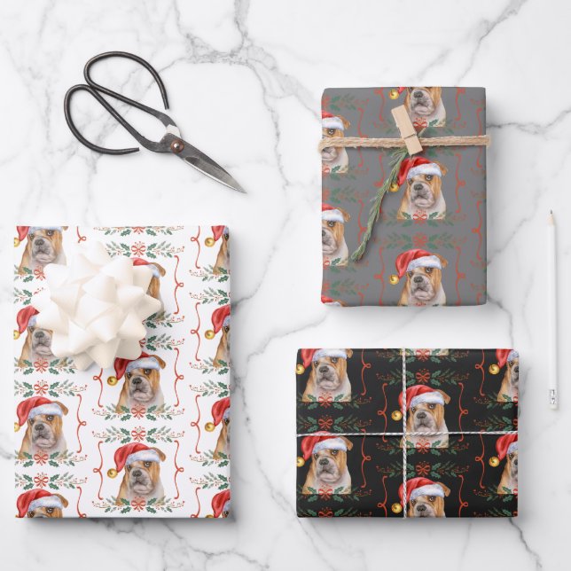 Christmas Dog Pattern Wrapping Paper Sheets (Front)