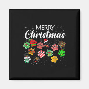 Christmas Dog Paw Print Buffalo Plaid Ugly Xmas  Magnet