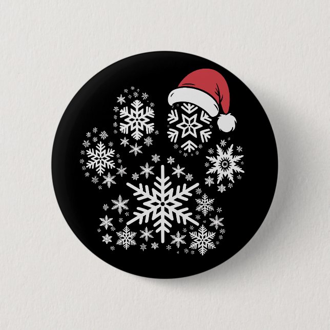 Christmas Dog Paw Santa Hat Pet Owner Gift 6 Cm Round Badge (Front)