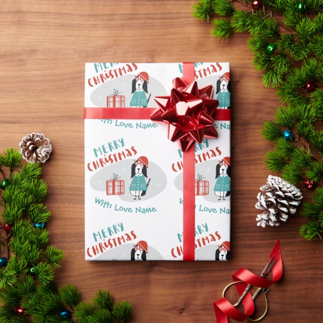 Christmas Dog Personalised Wrapping Paper (Holiday Gift)