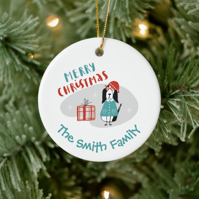 Christmas Dog Personalized Ceramic Tree Decoration (Tree)