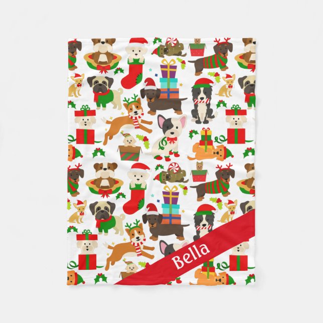 Christmas Dog Pet Fleece Blanket (Front)
