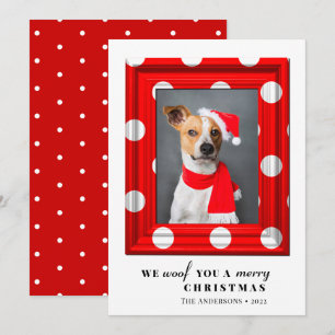 Christmas Dog Pet Photo Simple Red Holiday Frame Card