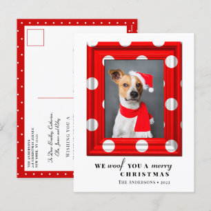 Christmas Dog Pet Photo Simple Red Holiday Frame Postcard