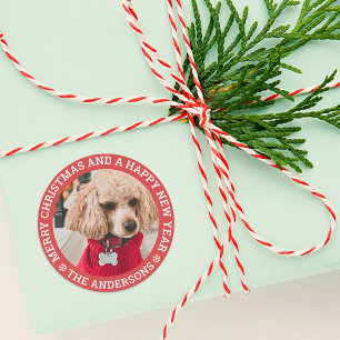 Christmas Dog Photo Classic Round Sticker