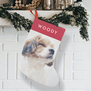 Christmas Dog Photo Modern Stylish Red Pet Small Christmas Stocking