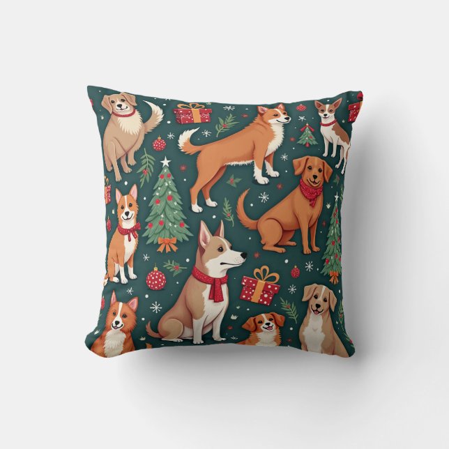 Christmas dog pillow cushion (Front)