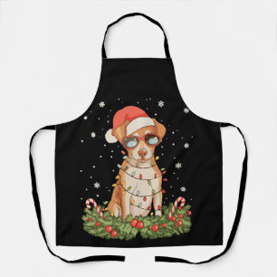 Christmas Dog Pinscher Xmas Santa Hat Holiday Apron