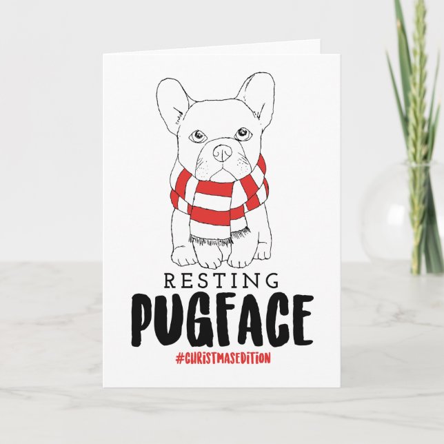 Christmas Dog Puns Santa Dogs Resting Pug Face Card (Front)