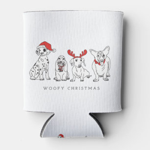 Christmas Dog Puns Santa Dogs Woofy Christmas Can Cooler