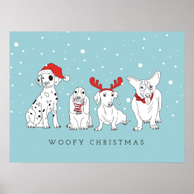 Christmas Dog Puns Santa Dogs Woofy Christmas Poster (Front)