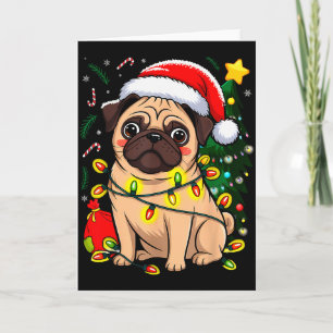 Christmas Dog Santa Clause Pug Puppy X-mas  Card