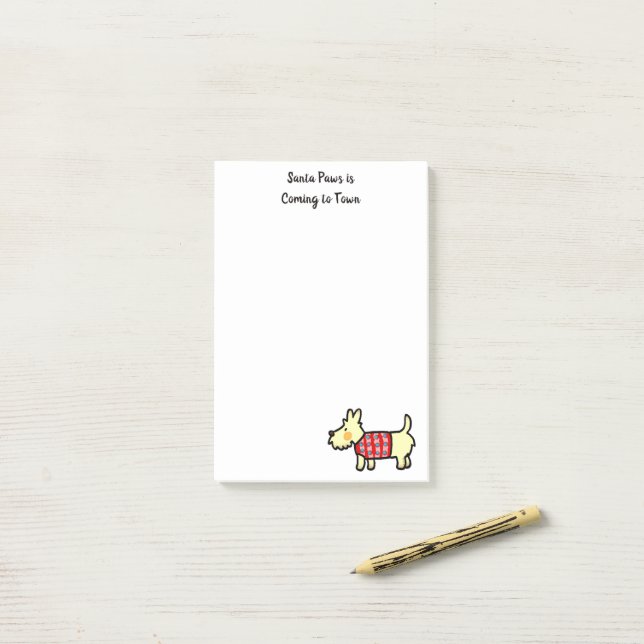 Christmas Dog Santa Paws Festive Puppy Post-it Notes (On Desk)