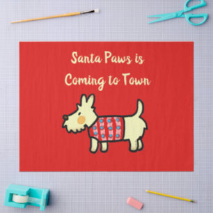 Christmas Dog Santa Paws Festive Puppy Tissue Paper