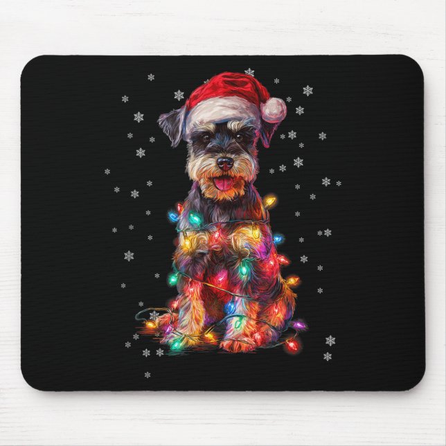 Christmas Dog Schnauzer Santa Xmas Women Men Kids  Mouse Pad (Front)