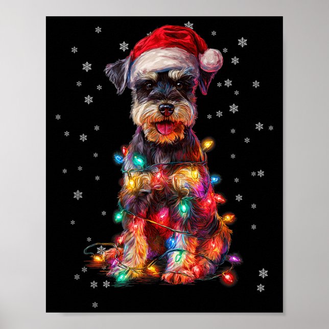 Christmas Dog Schnauzer Santa Xmas Women Men Kids  Poster (Front)