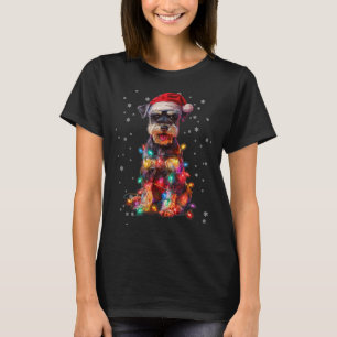 Christmas Dog Schnauzer Santa Xmas Women Men Kids T-Shirt