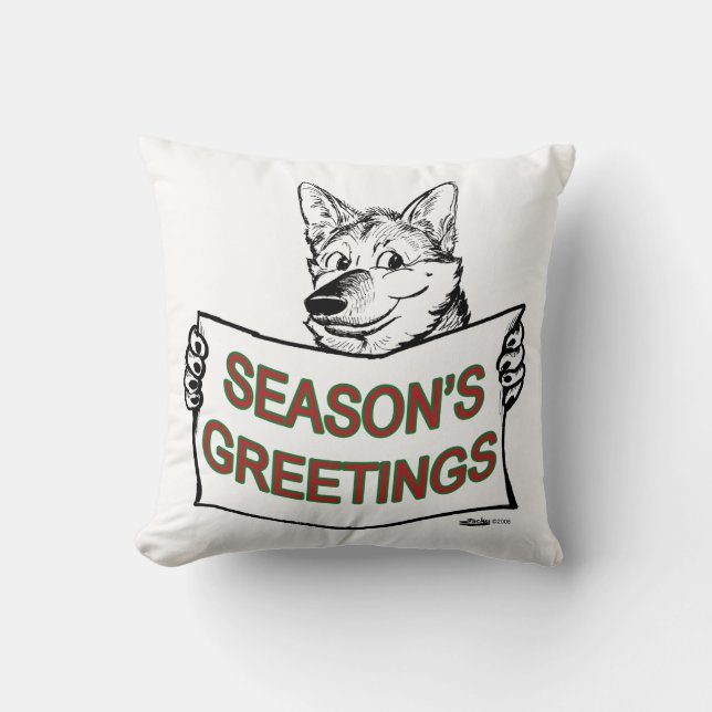 Christmas Dog:  Season's Greetings! Cushion (Front)