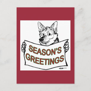 Christmas Dog:  Season's Greetings! Holiday Postcard