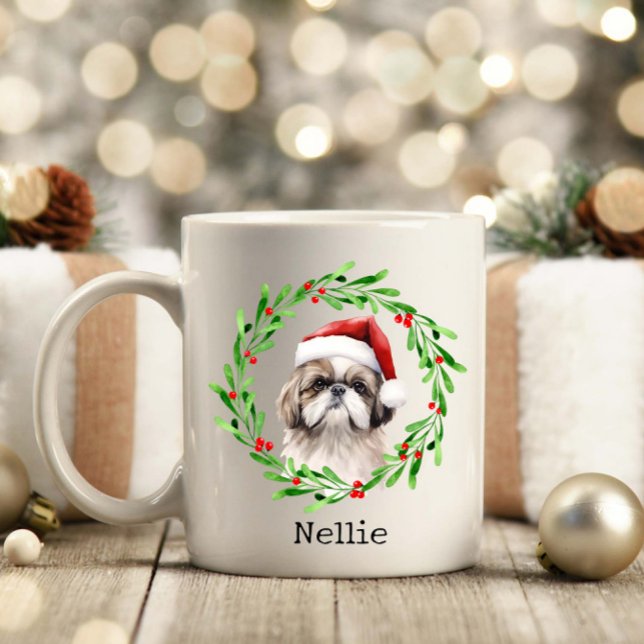 Christmas Dog Shih Tzu Santa Holidays Pet Coffee Mug (Creator Uploaded)