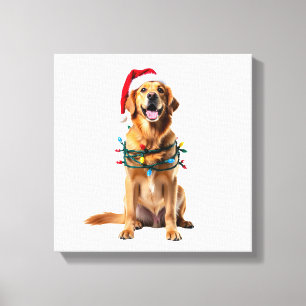 Christmas Dog Shirt, Christmas Golden retriever Pa Canvas Print