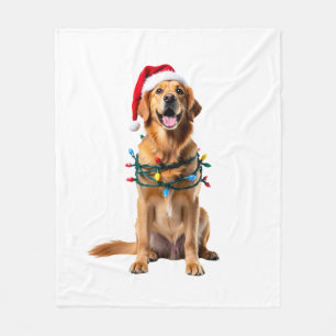 Christmas Dog Shirt, Christmas Golden retriever Pa Fleece Blanket
