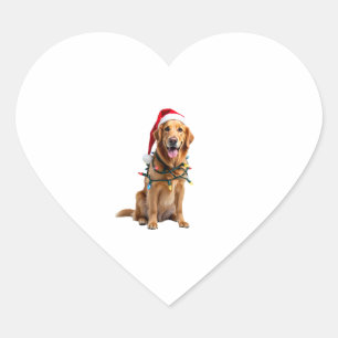 Christmas Dog Shirt, Christmas Golden retriever Pa Heart Sticker
