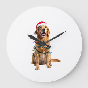 Christmas Dog Shirt, Christmas Golden retriever Pa Large Clock