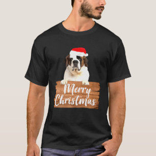 Christmas Dog St Bernard Santa Hat T-Shirt
